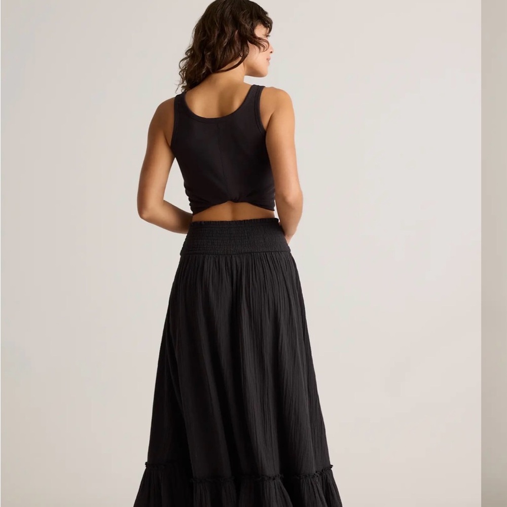 Quince Black Maxi Skirt with Smocked Waist NWT - Picture 2 of 14